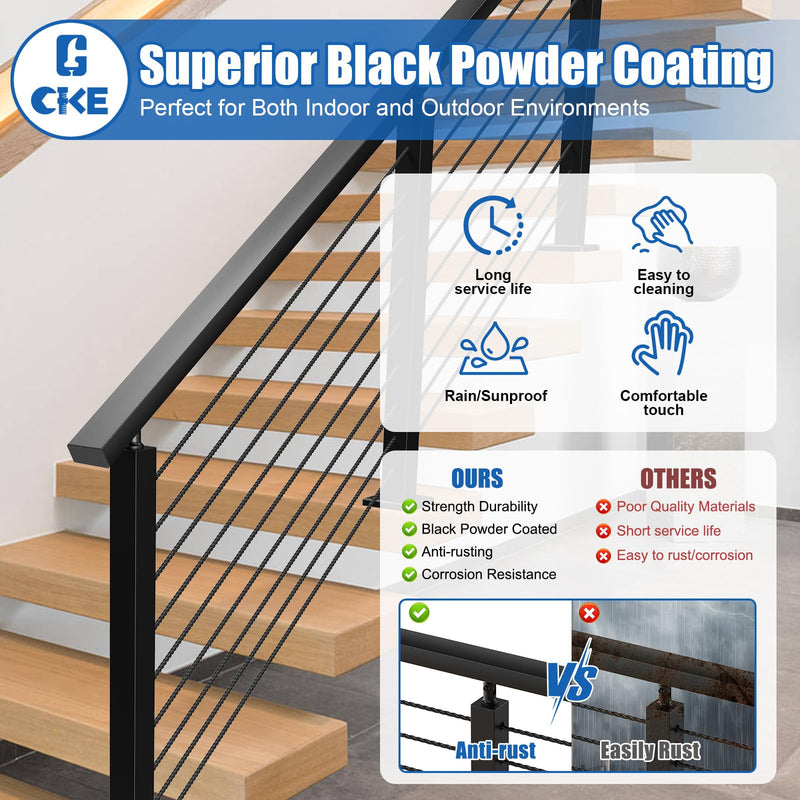 Load image into Gallery viewer, CKE 2 Pack 6'6" Stainless Steel Black Rectangular Handrail HT01_04