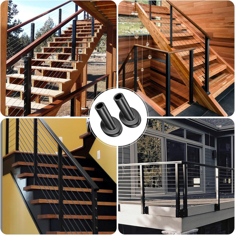 Load image into Gallery viewer, CKE Black 30 Degree Cable Railing Angle Beveled Protector Sleeves For 1/8" Wire Rope,BCR03-1/8-30