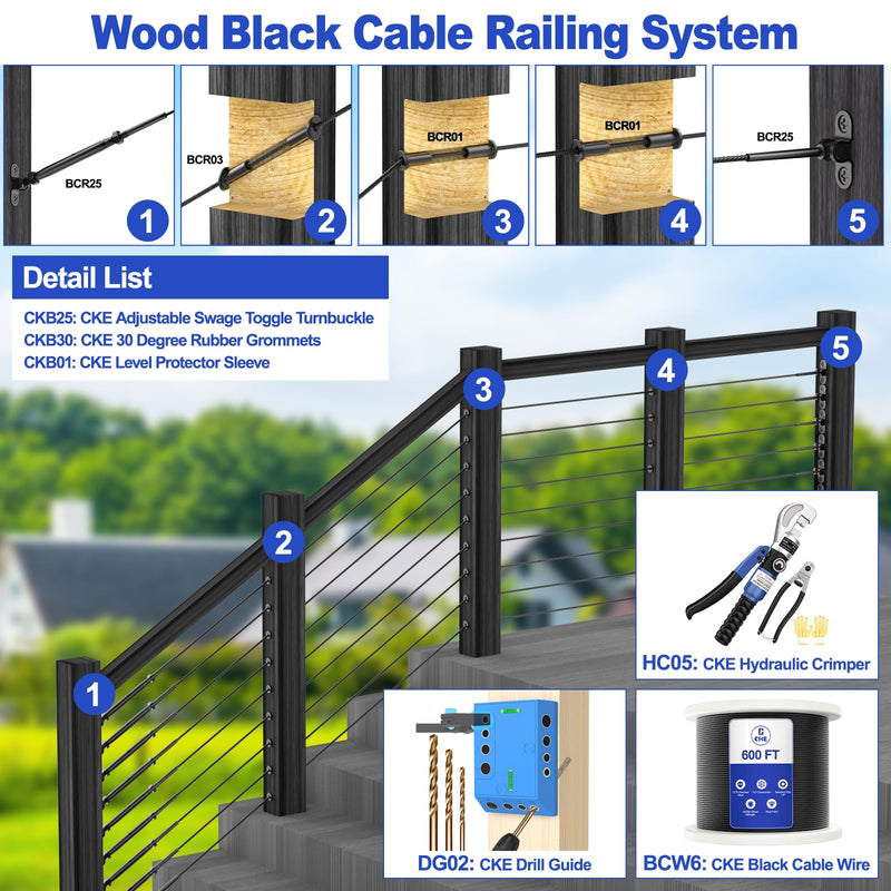 Load image into Gallery viewer, CKE 1/8" Black Swage Toggle Turnbuckle Hardware Kit BCR25_07