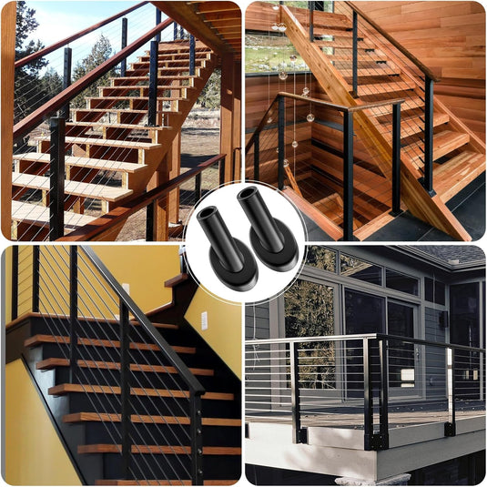 CKE Black 45 Degree Cable Railing Angle Beveled Protector Sleeves For 1/8" Wire Rope,BCR03-1/8-45