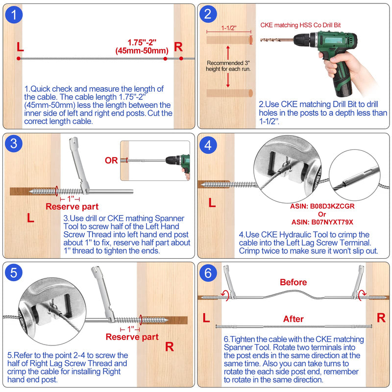Load image into Gallery viewer, CKE 60 Pack 3/16" Left&Right Handed Thread Swage Lag Screws_05