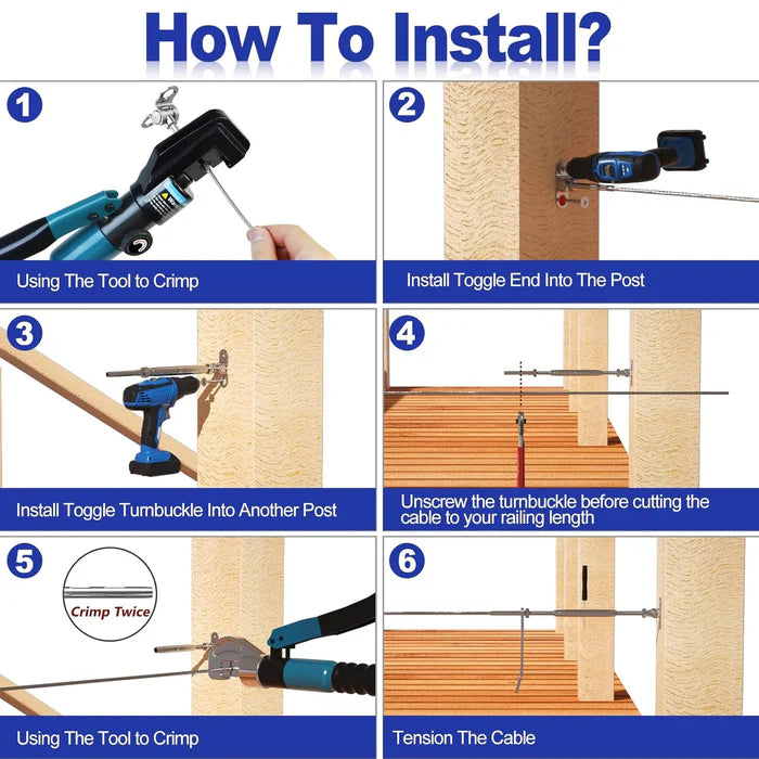 Load image into Gallery viewer, CKE 3/16" Black Cable Railing Swage Toggle Turnbuckles For Wood Posts BCR25-3/16