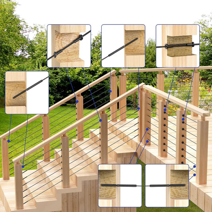 Load image into Gallery viewer, CKE 3/16" Black Cable Railing Swage Lag Screws Tensioner For Wood Posts, BCR35-3/16