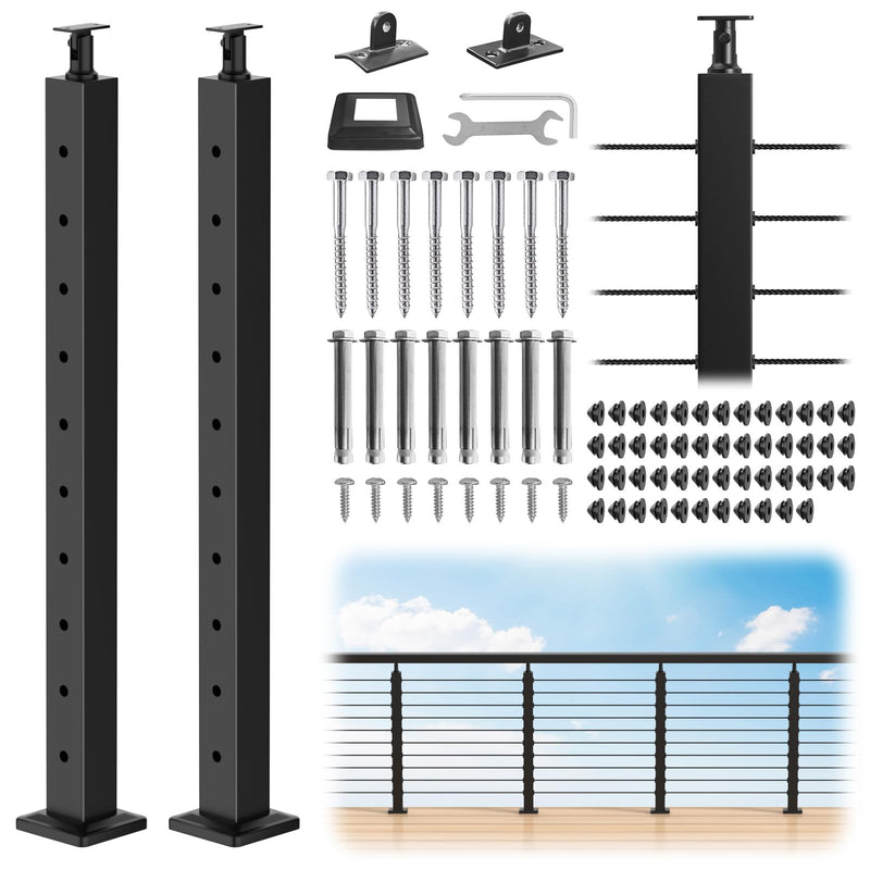 Load image into Gallery viewer, CKE 36" Adjustable Top Level Drilled Cable Railing Post(Post 35"x2"x2") LP01-N1