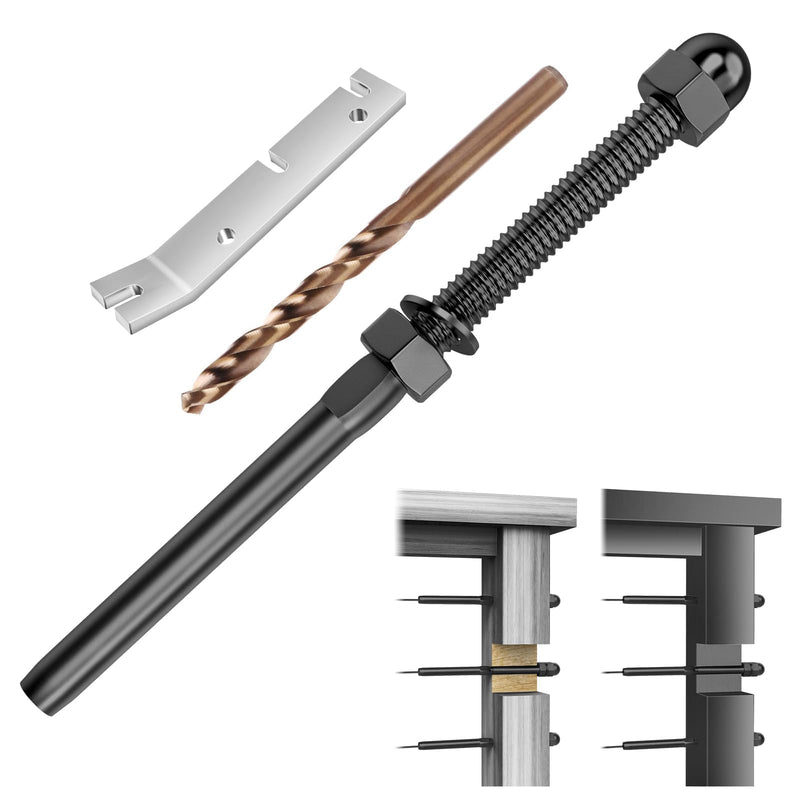 Load image into Gallery viewer, CKE Black Hand Swage Threaded Stud Tensioner End Fitting Terminal Kit BCR06_01
