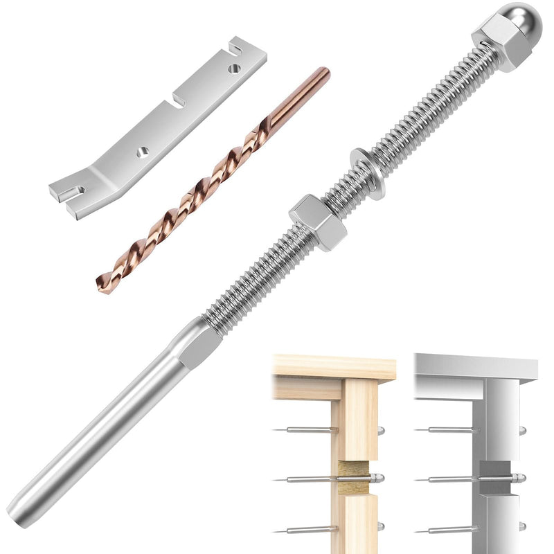 Load image into Gallery viewer, CKE 1/8" Cable Railing Swage Stud Tensioner For 4x4 Wood/Metal Post,CR06-400
