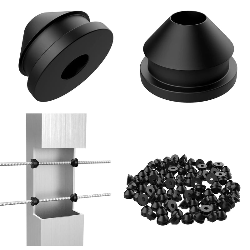Load image into Gallery viewer, CKE 1/8" 5/32" 3/16" Black Cable Railing Rubber Grommets Protective Sleeves BCR10