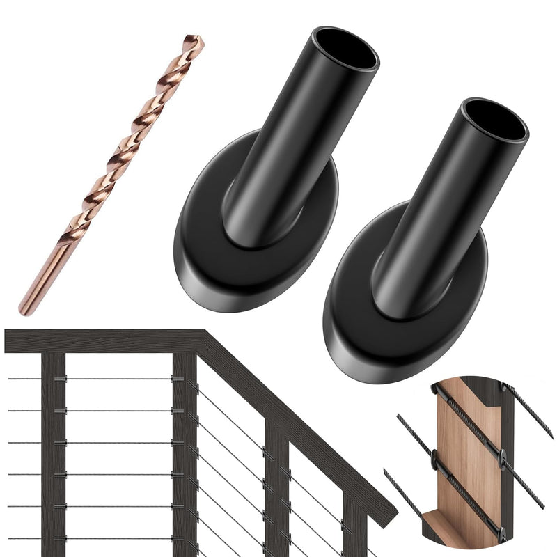 Load image into Gallery viewer, CKE Black 45 Degree 3/16" Cable Railing Angle Beveled Protector Sleeves BCR45