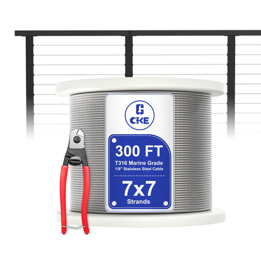 CKE 1/8" Silver T316 Stainless Steel Wire Rope CW600-1/8