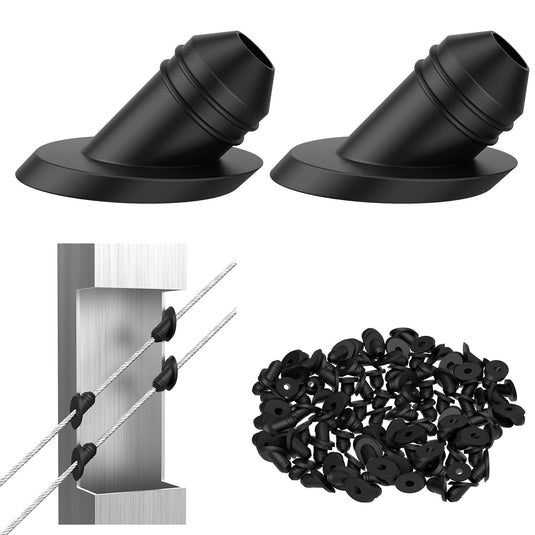CKE Black 100 Pack 45° Cable Railing Rubber Grommets BCR30-45