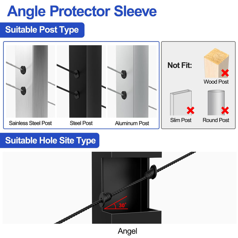 Load image into Gallery viewer, CKE Black 30° Cable Railing Rubber Grommets BCR30-30