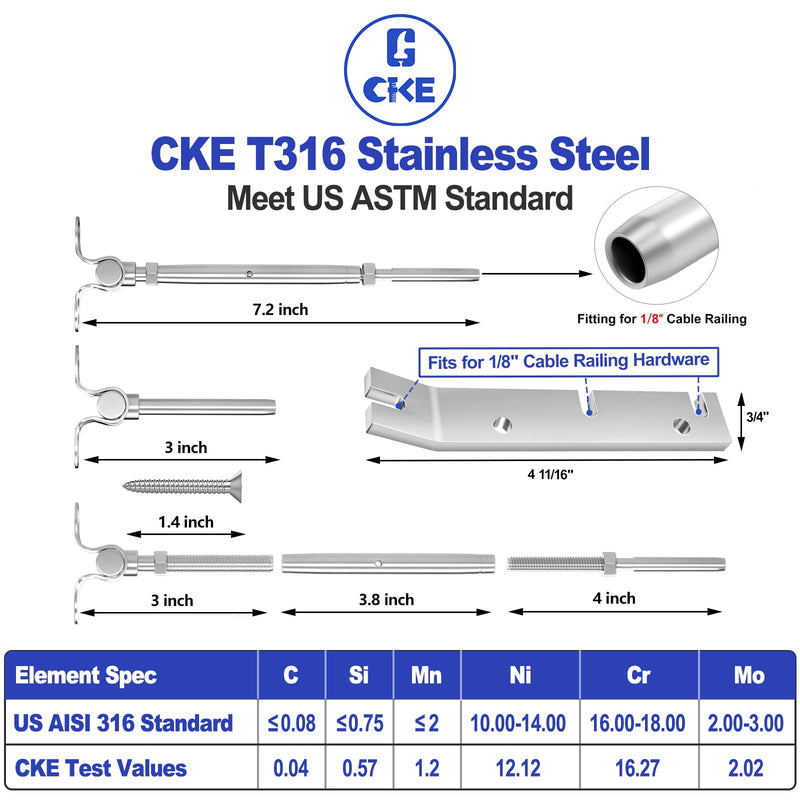 Load image into Gallery viewer, CKE 1/8" Silver Swage Toggle Turnbuckle Hardware Kit CR25_02