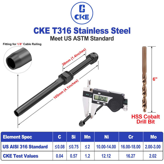 CKE Black Hand Swage Threaded Stud Tensioner End Fitting Terminal Kit BCR06_02
