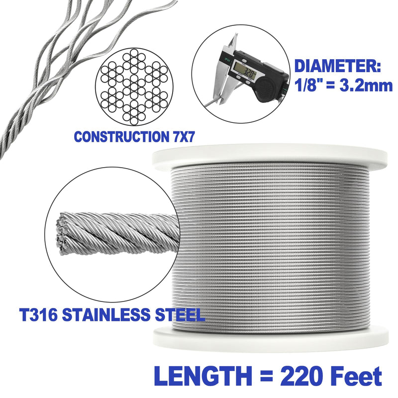 Load image into Gallery viewer, CKE 1/8" T316 Silver Stainless Steel Wire Rope  CW600_02