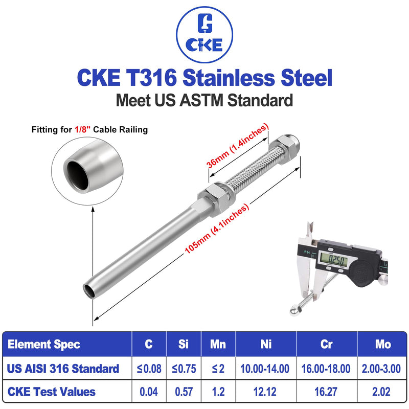 Load image into Gallery viewer, CKE 3/16" Cable Railing Swage Threaded Stud Tensioner For 2x2 Wood &Metal Post CR06-3/16-140