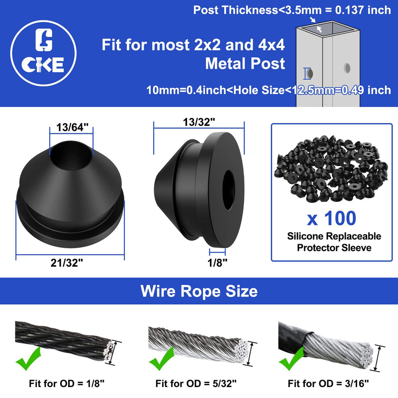 Load image into Gallery viewer, CKE 1/8" 5/32" 3/16" Black Cable Railing Rubber Grommets Protective Sleeves BCR10