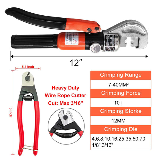 CKE Upgraded Red Hydraulic Cable Crimper Hand Tool HC05_02