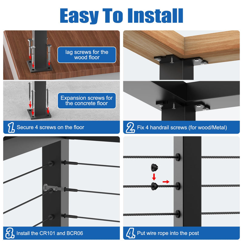 Load image into Gallery viewer, CKE 36" Three Sides T-Drilled Cable Railing Corner Post (Post 35"x2"x2")  CP02-T-N1