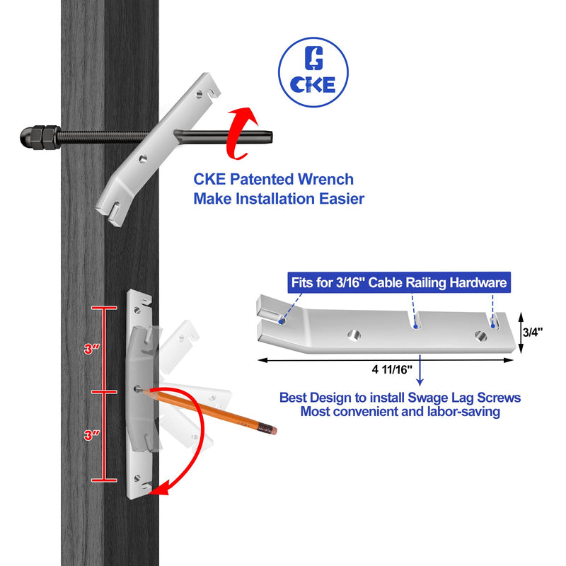Load image into Gallery viewer, CKE 3/16" Cable Railing Swage Threaded Stud Tensioner for 2x2 Wood/Metal Post BCR06-183