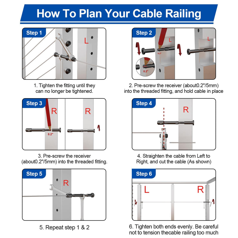 Load image into Gallery viewer, CKE 1/8" Black Invisible Swageless Cable Railing Tensioner for Wood/Metal Posts, BCR301