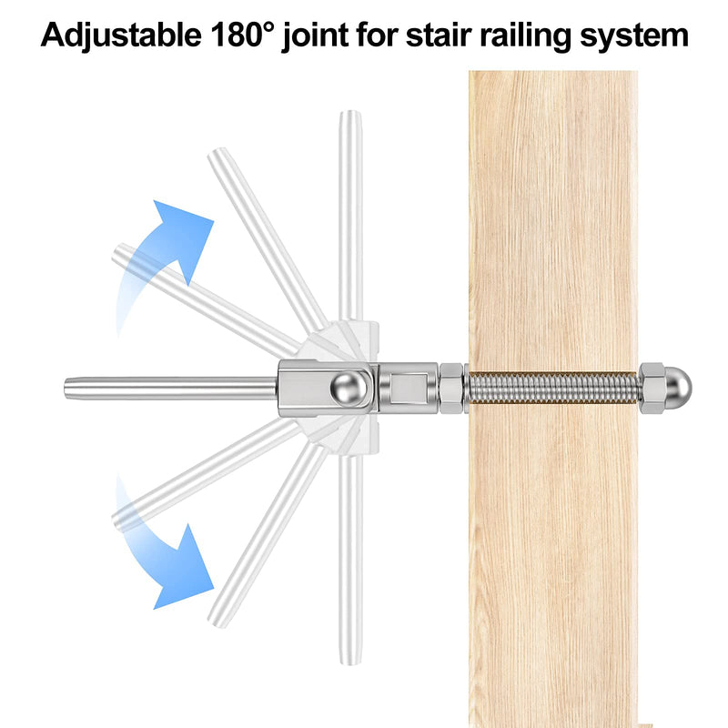 Load image into Gallery viewer, CKE 1/8" 180° Adjustable Angle Cable Railing Swage Threaded Stud Tensioner For 1-1/2 Inch Wood/ Metal Post,CR203-182