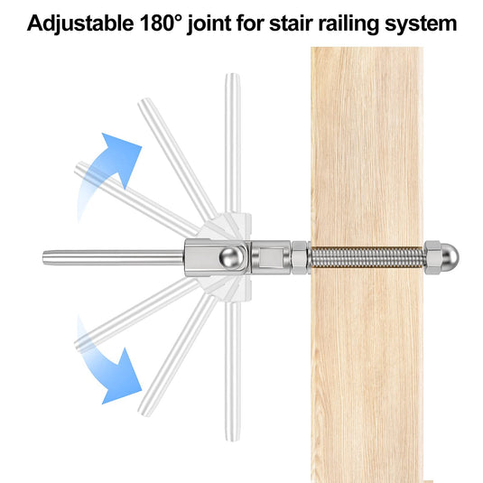 CKE 1/8" 180° Adjustable Angle Cable Railing Swage Threaded Stud Tensioner For 1-1/2 Inch Wood/ Metal Post,CR203-182