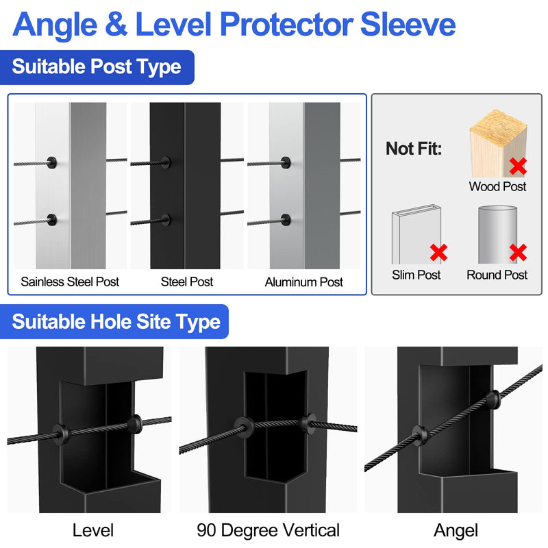 Load image into Gallery viewer, CKE 1/8" 5/32" 3/16" Black Cable Railing Rubber Grommets Protective Sleeves BCR10