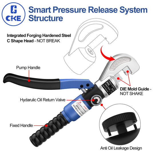 CKE Upgraded Blue Hydraulic Cable Crimper Hand Tool HC05_03