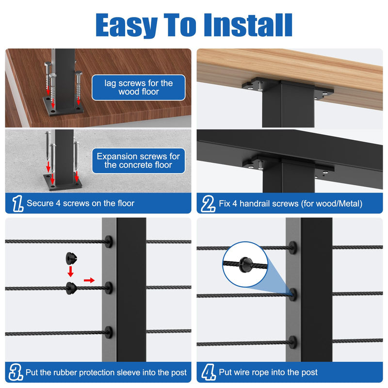 Load image into Gallery viewer, CKE 36" Black Level Drilled Cable Railing Post (Post 35"x2"x2")  LP02_03