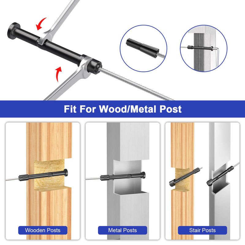 Load image into Gallery viewer, CKE 1/8" Black Invisible Swageless Cable Railing Tensioner for Wood/Metal Posts, BCR301
