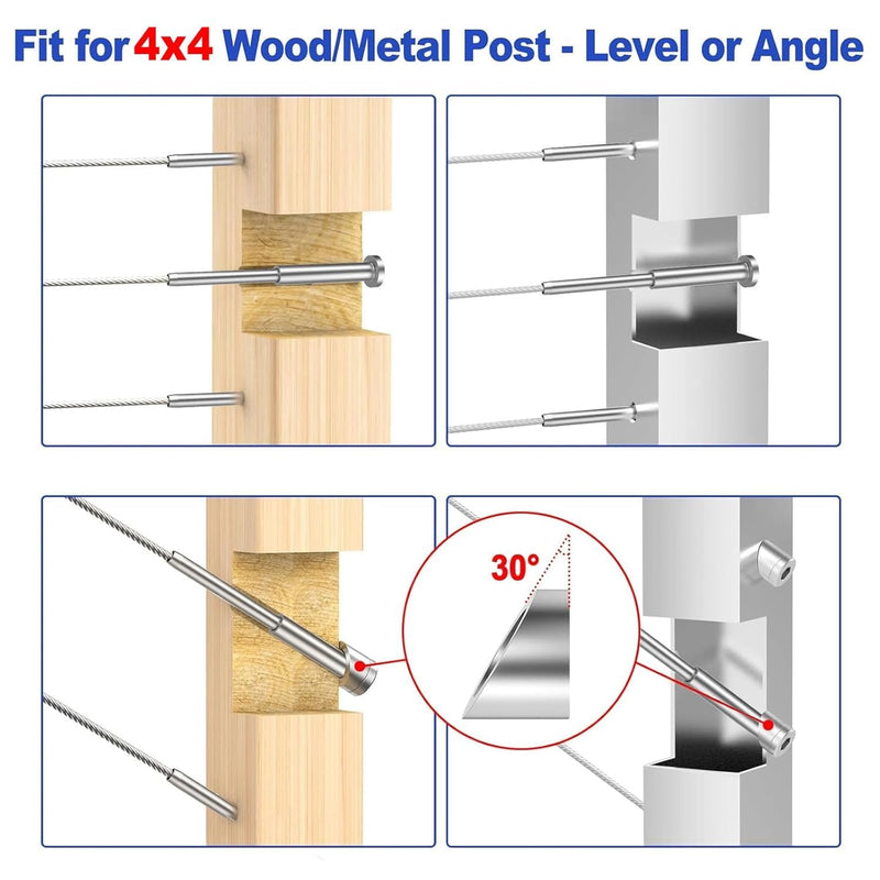 Load image into Gallery viewer, CKE 3/16" Invisible Silver Cable Railing Swage Tensioner For 2x2, 4x4 Wood/Metal Posts,CR31-298
