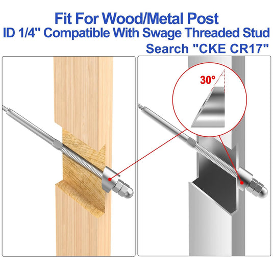 CKE 3/16" Cable Railing Swage Threaded Stud Tensioner For 2x2 To 4x4 Posts,CR06-3/16-400