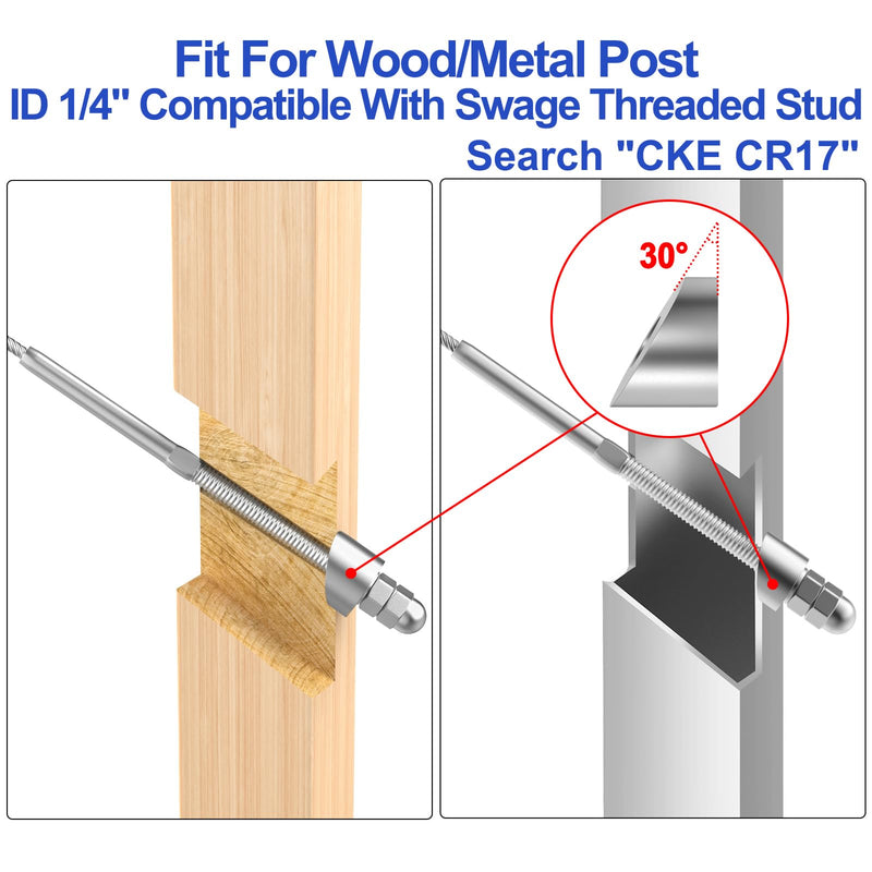 Load image into Gallery viewer, CKE 1/8" Cable Railing Swage Stud Tensioner For 4x4 Wood/Metal Post,CR06-400