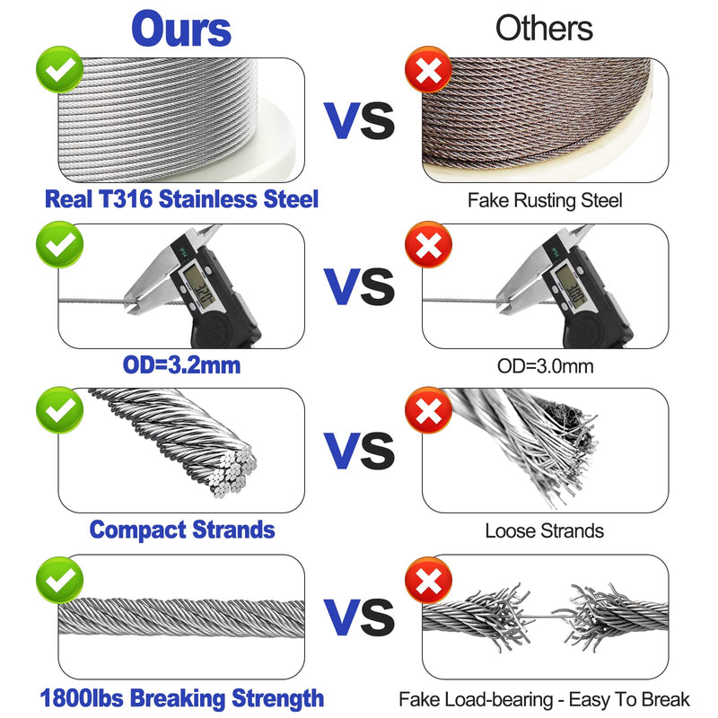 Load image into Gallery viewer, CKE 1/8" T316 Silver Stainless Steel Wire Rope  CW600_03