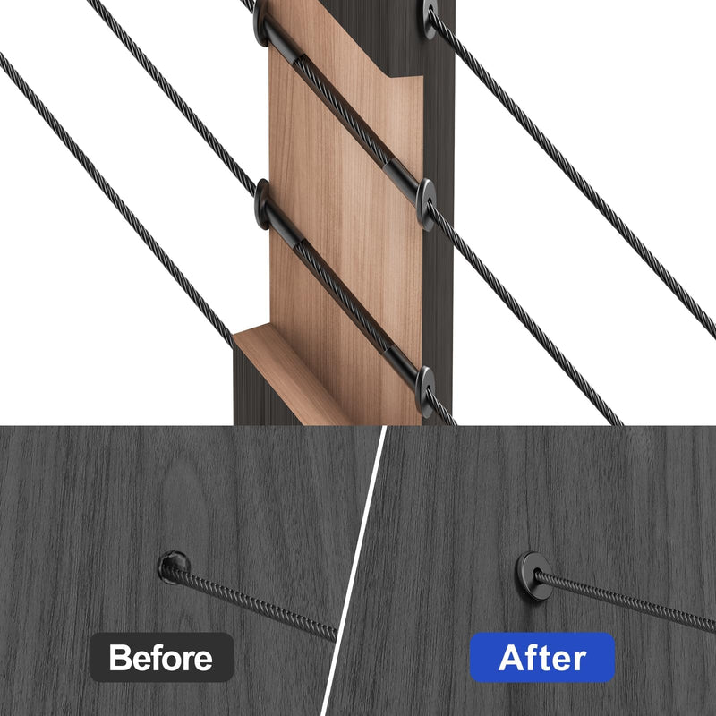 Load image into Gallery viewer, CKE Black 45 Degree 3/16" Cable Railing Angle Beveled Protector Sleeves BCR45