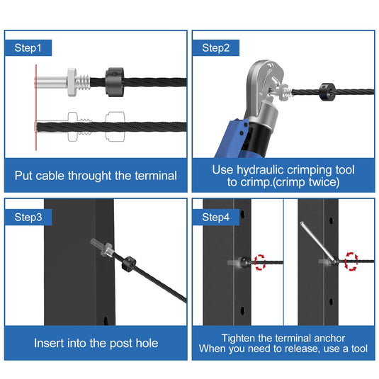 CKE 1/8" T316  Cable Railing Terminal Anchor For 2"x2" Metal Cable Corner Post and Wall Post, CRB101