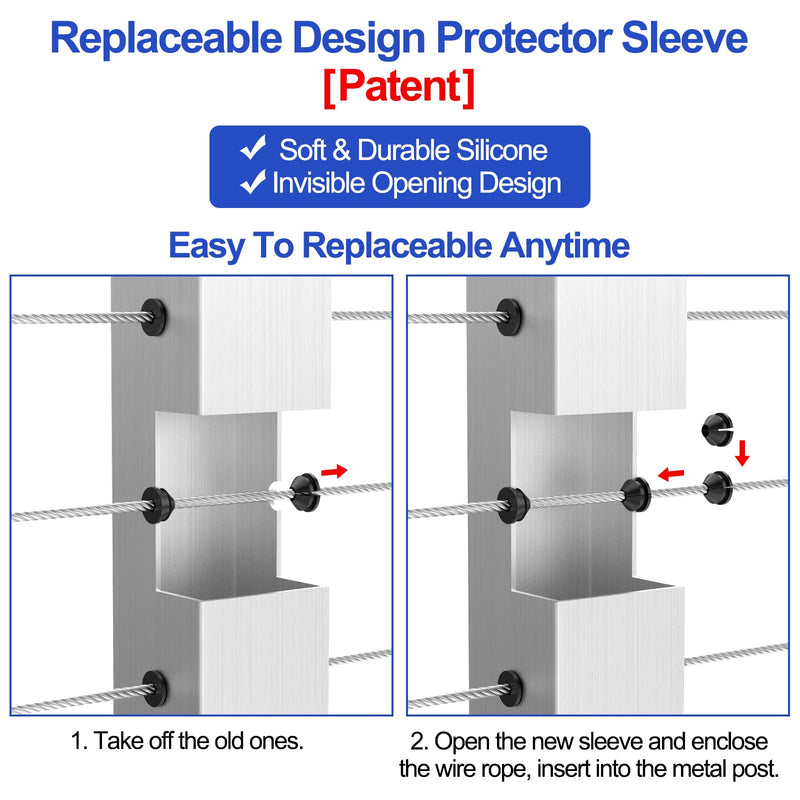 Load image into Gallery viewer, CKE 1/8" 5/32" 3/16" Black Cable Railing Rubber Grommets Protective Sleeves BCR10