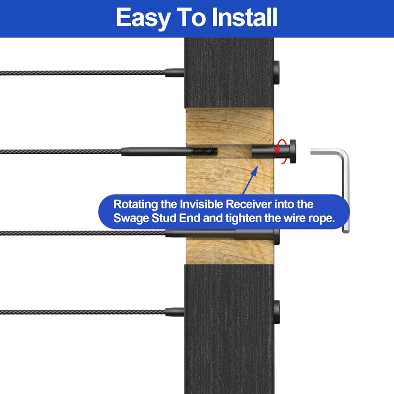 Load image into Gallery viewer, CKE Black Invisible Cable Railing Kit BCR31_05