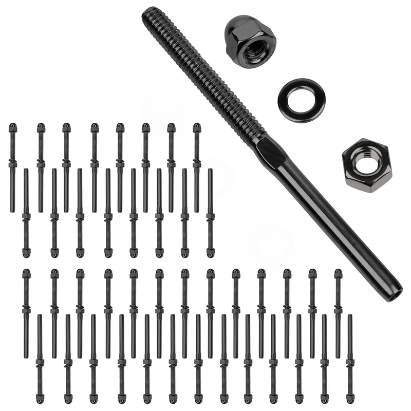 Load image into Gallery viewer, CKE Black Hand Swage Threaded Stud Tensioner End Fitting Terminal Kit BCR06_05