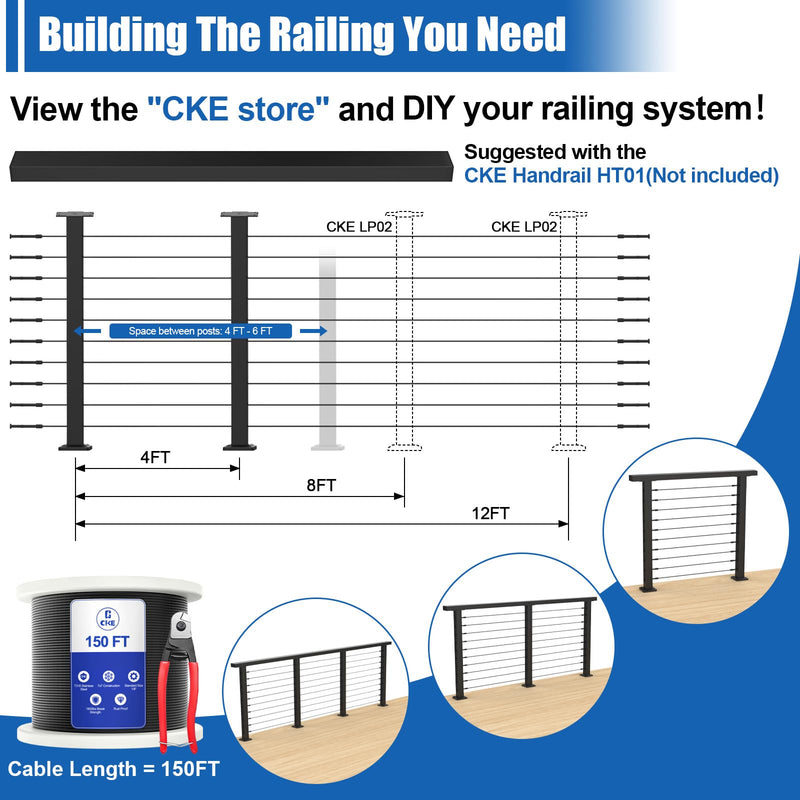 Load image into Gallery viewer, CKE 36" Black Level Drilled Cable Railing Post (Post 35"x2"x2")  LP02_06