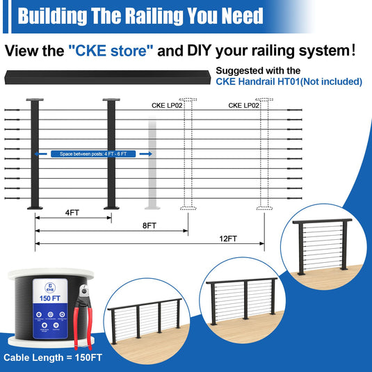 CKE 36" Black Level Drilled Cable Railing Post (Post 35"x2"x2")  LP02_06