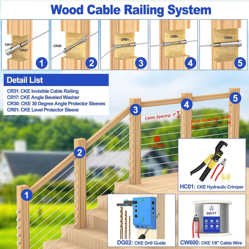 Load image into Gallery viewer, CKE 3/16" Invisible Silver Cable Railing Swage Tensioner For 2x2, 4x4 Wood/Metal Posts,CR31-298