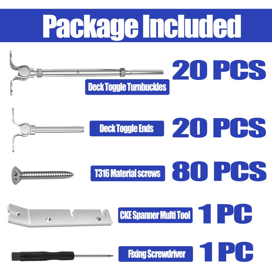 CKE 1/8" Silver Swage Toggle Turnbuckle Hardware Kit CR25_09