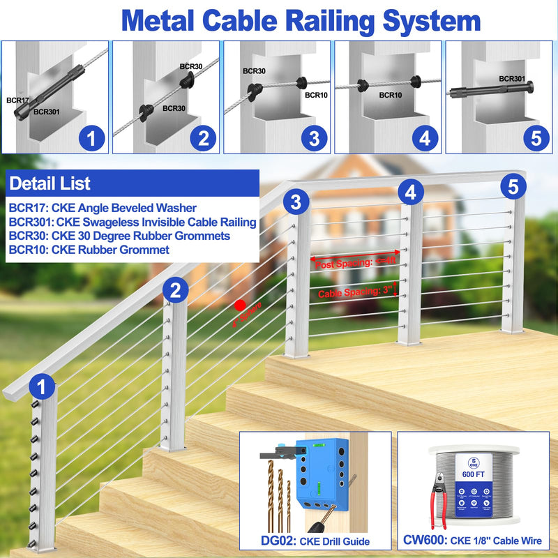 Load image into Gallery viewer, CKE 1/8" Black Invisible Swageless Cable Railing Tensioner for Wood/Metal Posts, BCR301