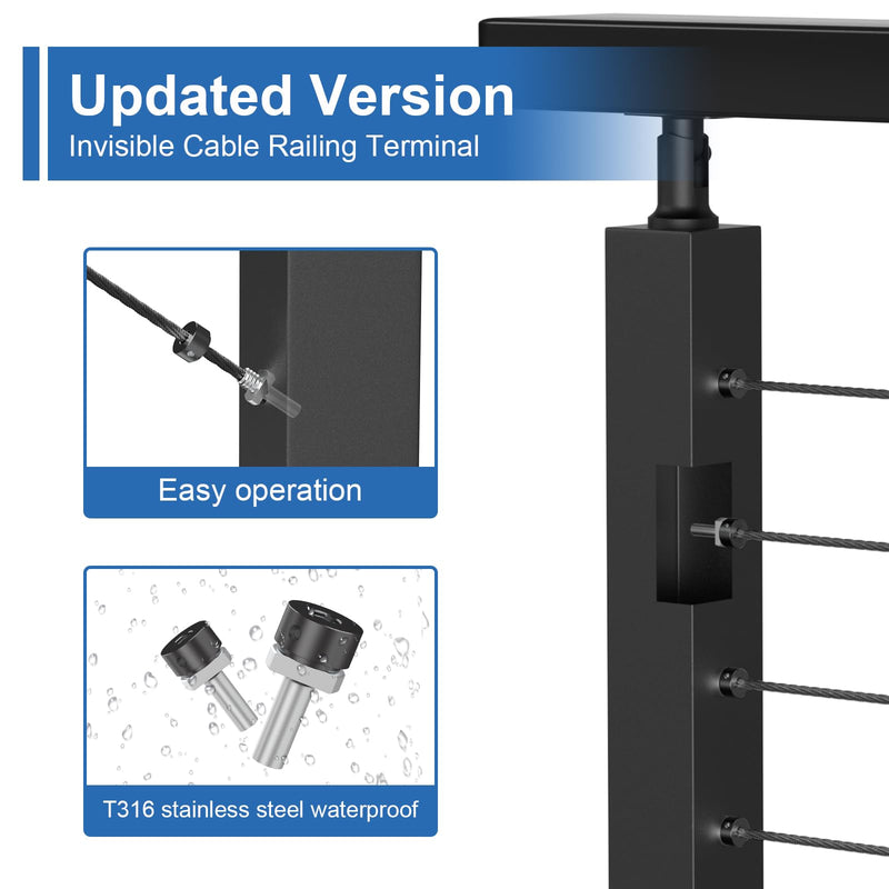 Load image into Gallery viewer, CKE 1/8" T316  Cable Railing Terminal Anchor For 2"x2" Metal Cable Corner Post and Wall Post, CRB101
