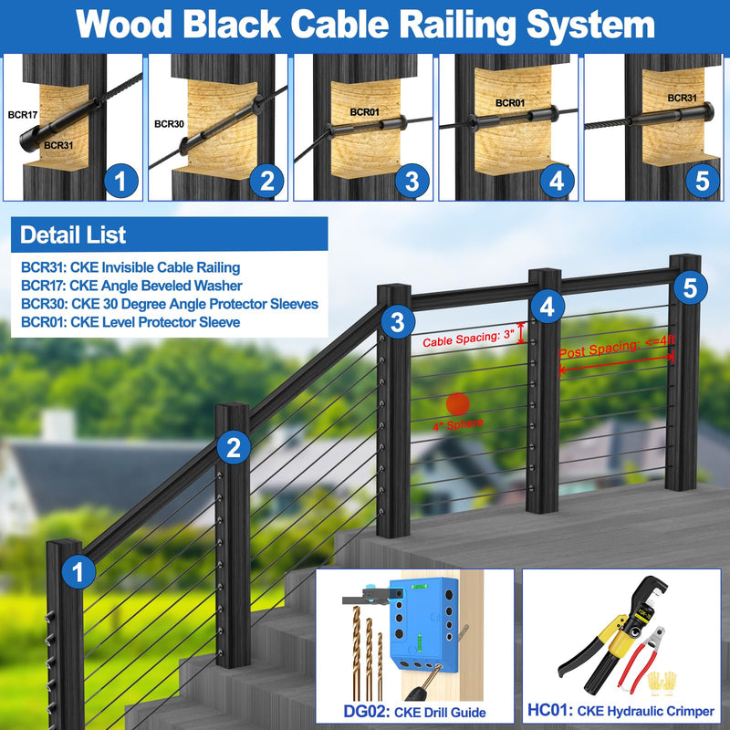Load image into Gallery viewer, CKE 3/16" Invisible Cable Railing Swage Tensioner For 2"X2" Wood/Metal Posts,BCR31-217