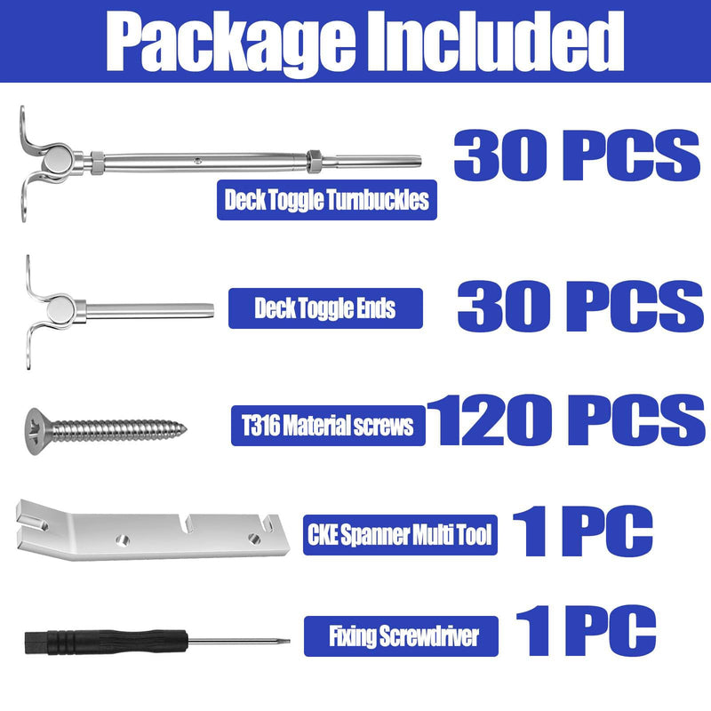 Load image into Gallery viewer, CKE 1/8" Silver Swage Toggle Turnbuckle Hardware Kit CR25_10