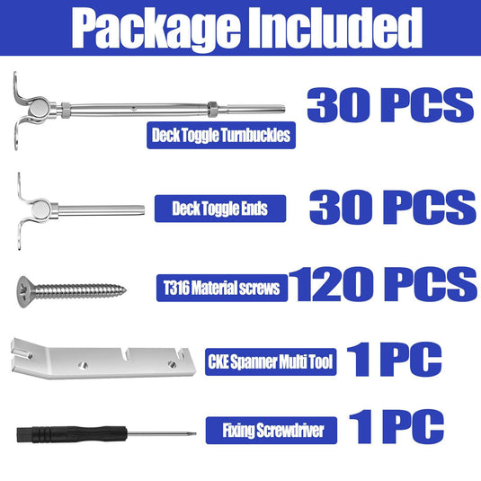 CKE 1/8" Silver Swage Toggle Turnbuckle Hardware Kit CR25_10