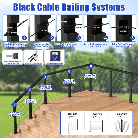 CKE 1/8" T316  Cable Railing Terminal Anchor For 2"x2" Metal Cable Corner Post and Wall Post, CRB101