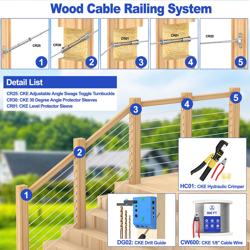 Load image into Gallery viewer, CKE 3/16" Cable Railing Swage Toggle Turnbuckle For Wood Post,CR25-3/16
